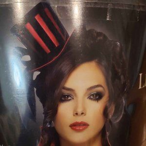 Victorian miniature hat/fascinator red satin black